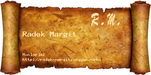 Radek Margit névjegykártya
